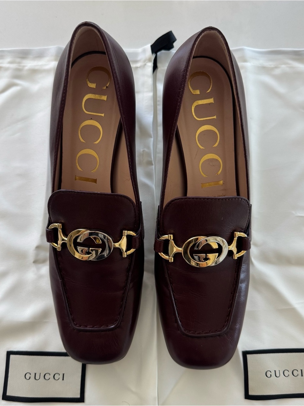 Gucci Burgundy Leather Horsebit Loafers